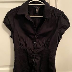 Banana Republic Black Button Down Formal Puffy Sleeve Shirt